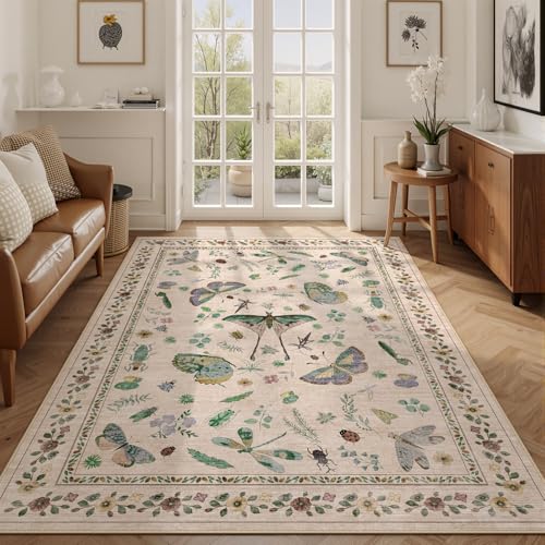 Teppich für Wohnzimmer mit Insektendruck, rutschfest, schmutzabweisend, weicher Teppich für Schlafzimmer, niedriger Flor, ultradünn, maschinenwaschbar, Teppich für Esszimmer, Kinderzimmer, Büro (1,8 x Teppich für Wohnzimmer mit Insektendruck, rutschfest, schmutzabweisend, weicher Teppich für Schlafzimmer, niedriger Flor, ultradünn, maschinenwaschbar, Teppich für Esszimmer, Kinderzimmer, Büro (1,8 x von Kiginara