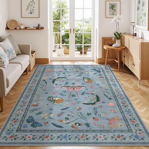 Teppich für Wohnzimmer mit Insektendruck, rutschfest, schmutzabweisend, weicher Teppich für Schlafzimmer, niedriger Flor, ultradünn, maschinenwaschbar, Teppich für Esszimmer, Kinderzimmer, Büro (1,8 x von Kiginara