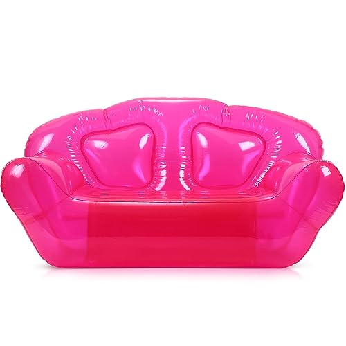 Kigley Aufblasbarer Stuhl, aufblasbar, transparent, aufblasbar, Sofa, Sitz, Hof, Terrasse, tragbare Luftcouch-Möbel für Outdoor, Innenbereich, Camping, Strandzimmer (Doppelsitz, Rosa) von Kigley
