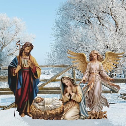 Kigley Weihnachtskrippen-Set für den Außenbereich, groß, religiöse Weihnachtsschilder, Rasen, Krippe, Outdoor-Weihnachtsdekorationen, Heiliger Jesus, Geburt, Krippe, Zubehör mit Pfahl für Weihnachten, Kigley Weihnachtskrippen-Set für den Außenbereich, groß, religiöse Weihnachtsschilder, Rasen, Krippe, Outdoor-Weihnachtsdekorationen, Heiliger Jesus, Geburt, Krippe, Zubehör mit Pfahl für Weihnachten, von Kigley