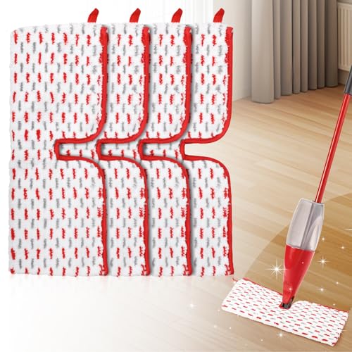 4 Stück 1-2 Spray Max Wischmoppkopf, kompatibel mit Vileda ProMist MAX, wiederverwendbare, doppelseitige Reinigungs-Mikrofaser-Sprüh-Mopp-Pads, Ersatz für Nass- und Trockenanwendung, Rot und Grau 4 Stück 1-2 Spray Max Wischmoppkopf, kompatibel mit Vileda ProMist MAX, wiederverwendbare, doppelseitige Reinigungs-Mikrofaser-Sprüh-Mopp-Pads, Ersatz für Nass- und Trockenanwendung, Rot und Grau von Kigniote