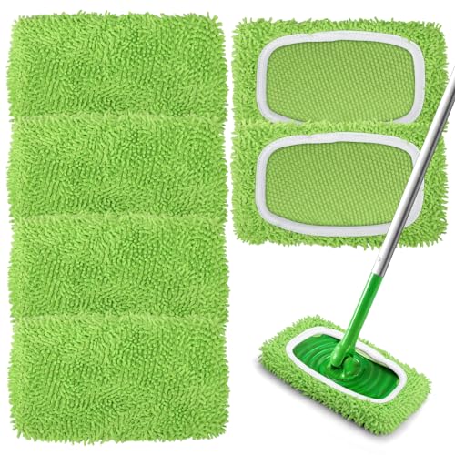 6 Stück für Swiffer Bodentücher Tücher Chenille und Mikrofaser Set Tücher Wiederverwendbare für Swiffer Sweeper Mop, Nass Trocken Wischmopp Bezug für die Reinigung von Hartböden und Holzböden von Kigniote