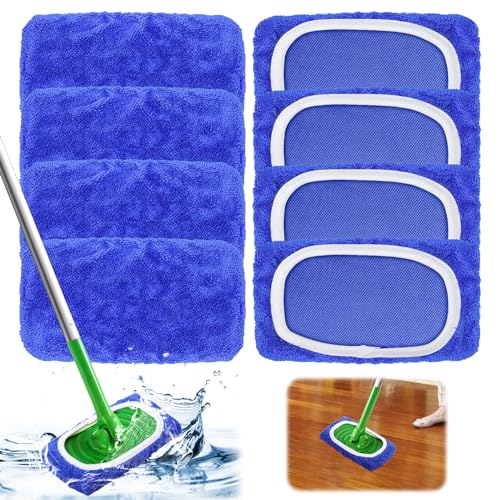 8 Stück für Swiffer Bodentücher Tücher Mikrofaser Set Tücher Wiederverwendbare für Swiffer Sweeper Mop, Nass Trocken Wischmopp Bezug für die Reinigung von Hartböden und Holzböden (Blau) von Kigniote