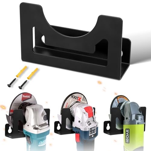 Kigniote Winkelschleifer Halterung mit Befestigungsschrauben,Winkelschleifer Wandhalterung 115-125mm Universal Winkelschleifer Halterung Ständer für Bosch Makita Akku Einhell Flex (Schwarz) von Kigniote
