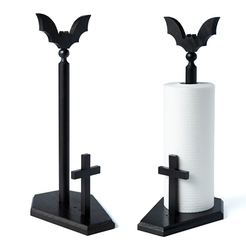 Kihomi Fledermaus-Papierhandtuchhalter mit Saugnäpfen, schwarzer Sarg-Papierrollenhalter aus Holz, Gothic-Küchen- und Badezimmerzubehör, Halloween-Dekor, gruseliger, rustikaler Tisch und Kihomi Fledermaus-Papierhandtuchhalter mit Saugnäpfen, schwarzer Sarg-Papierrollenhalter aus Holz, Gothic-Küchen- und Badezimmerzubehör, Halloween-Dekor, gruseliger, rustikaler Tisch und von Kihomi