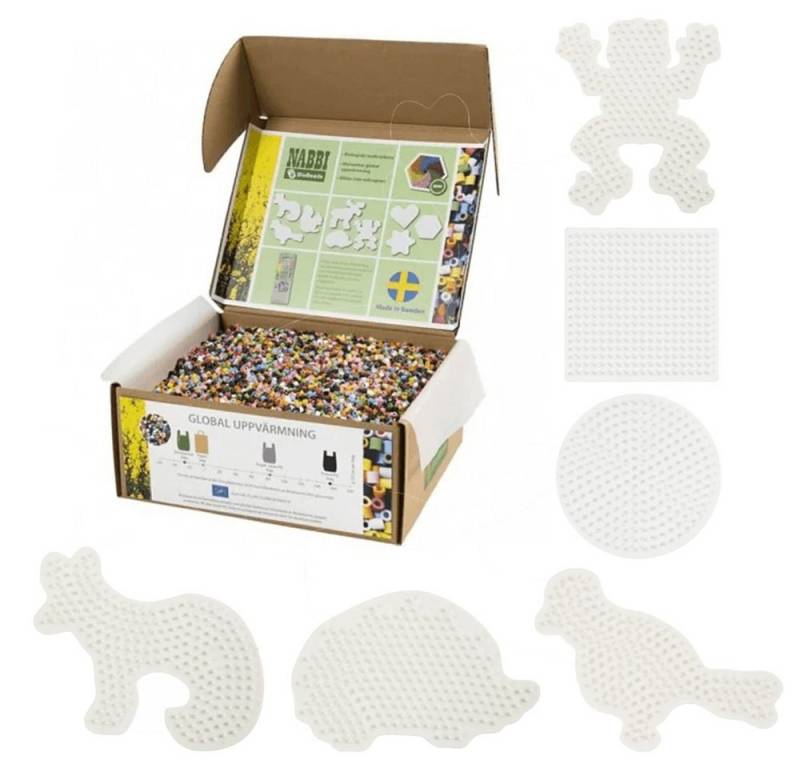 NABBI Bügelperlen Nabbi® BioBeads Mega-Set, ca. 55.000 Stk. und 6 Stiftplatten von NABBI