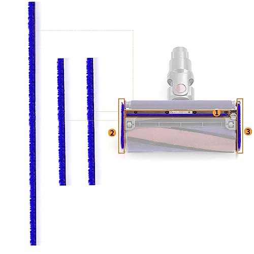 KiimSin 3 Stück weiche Plüschstreifen Ersatzteile für Dyson V6 V7 V8 V10 V11 V12 V15 DC58 DC59 DC62 DC72 DC74 Staubsauger Soft Roller Head Zubehör, 1 Lange, 2Kurze von KiimSin