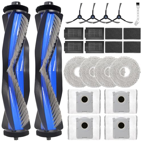 KiimSin Ersatzteil Zubehör für Ecovacs Deebot T50 Max Pro Omni / T50 Max Omni Staubsauger Roboter, 2 Hauptbürste, 4 Wischtücher, 4 Staubbeutel, 4 Filter, 4 Seitenbürsten von KiimSin