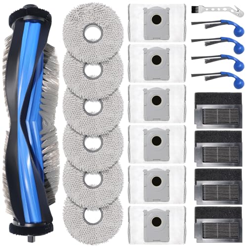KiimSin Ersatzteil Zubehör für ECOVACS DEEBOT T30C Omni / T30C Pro Omni Staubsauger Roboter, 1 Hauptbürste, 6 Wischtücher, 6 Staubbeutel, 4 Filter, 4 Seitenbürsten von KiimSin