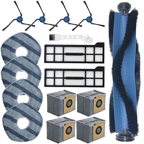 KiimSin Zubehör set für Eufy X10 Pro Omni Staubsauger-Ersatzteile, Hauptbürste, 4 Wischtücher, 4 Seitenbürsten,4 Staubbeutel,2 Filter von KiimSin