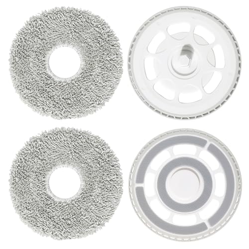 KiimSin Wischtücher mit Ersatzhalterung Zubehör für Roborock Saros 10R, Qrevo S5V, QRevo Curv S5X, Qrevo Edge S5A, Qrevo Curv, Q revo Edge Mopptücher halter-Pad Ersatzteile von KiimSin