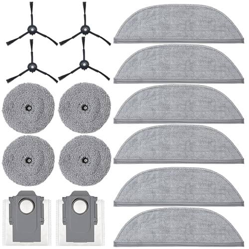 KiimSin Zubehör für Roborock S8 Maxv Ultra Saugroboter Ersatzteile, 6 Wischpads, 4 Kantenwischer, 2 Staubbeutel,4 Seitenbürsten von KiimSin