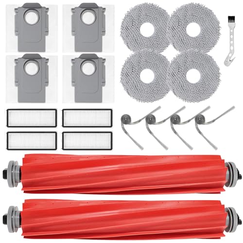 KiimSin Ersatzteil Zubehör für Roborock QV 35A / QV 35S / QR 798 / QR 598 Staubsauger roboter, 2 Hauptbürste, 4 Wischtücher, 4 Staubbeutel, 4 Filter, 4 Seitenbürsten von KiimSin