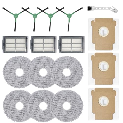 KiimSin Ersatzteil Zubehör für iRobot Roomba Plus 505 Combo/Plus 405 Combo Staubsauger roboter, 6 Wischtücher, 3 Staubbeutel, 3 Filter, 4 Seitenbürsten von KiimSin