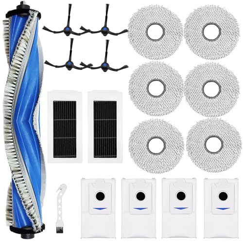 KiimSin Zubehör Ersatzteil für Ecovacs Deebot X5 Omni, X5 Pro Staubsauger roboter, 1 Hauptbürste + 6 Wischtücher + 4 Staubbeutel + 2 Filter + 4 Seitenbürsten von KiimSin