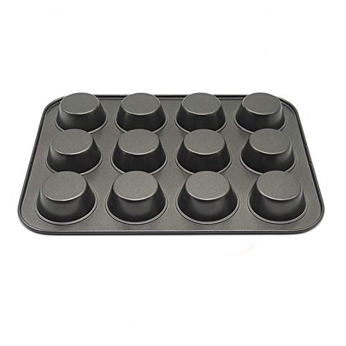 Muffinform 12er Backblech, 33.5 x 25.5 x 2.7cm Antihaft-Beschichtetes Backblech ohne Chemikalien oder Aluminium für saftige Muffins & Cupcakes, Muffinblech Hartstahl + Whittford Xylan®-Beschichtung von Kiivae