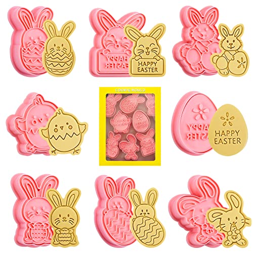 8 Stück 3D Ostern Keksausstecher, Osterplätzchen Keksstempel Oster Ausstechformen Set, Oster Ausstecher Kinder zum Plätzchen, Keksen, Fondant, Hase, Küken, Osterei von Kiiwah