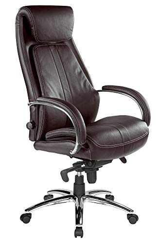 Kijng Chefsessel Throne - Braun Echtleder - Ergonomischer Bürostuhl Schreibtischstuhl Drehstuhl Sessel Stuhl von Kijng