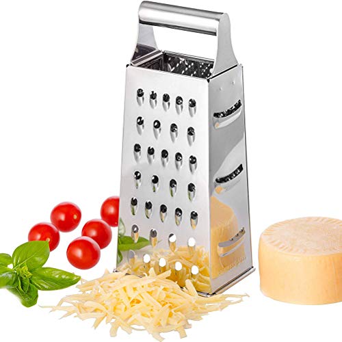 Kikier Kastenreibe 4-seitig Edelstahl große 20,3 cm Reibe für Parmesan-Käse, Ingwer, Gemüse von Kikier