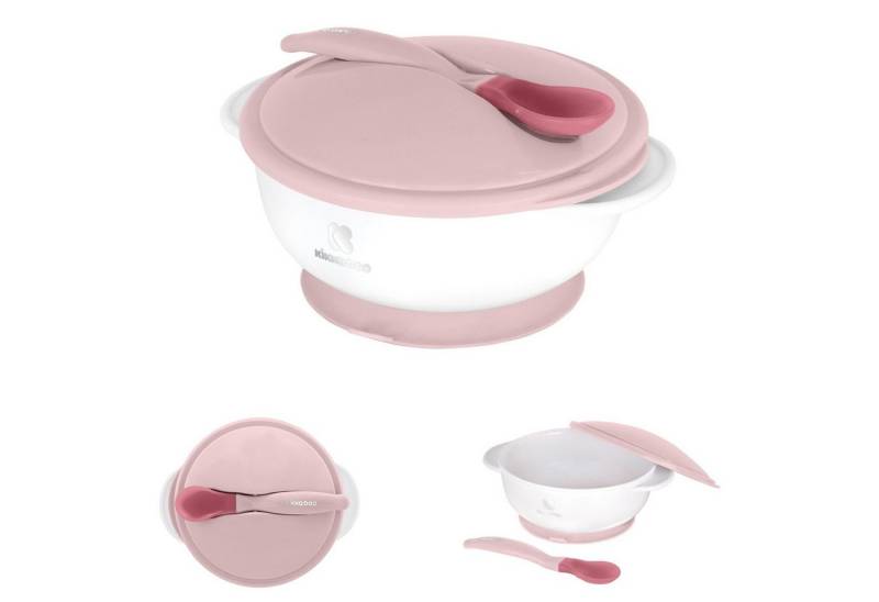 Kikkaboo Aufbewahrungsschüssel Baby Essschüssel 250 ml Löffel, Kunststoff, (3-tlg), mit Wärmesensor Warmhalteschüssel Deckel von Kikkaboo