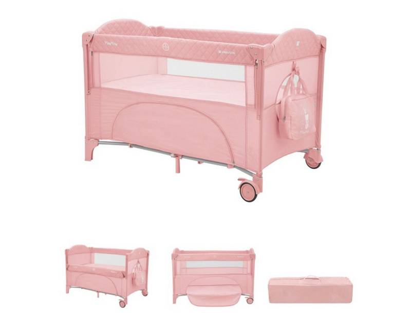 Kikkaboo Baby-Reisebett Reisebett Milky Way, 2 Ebenen, seitliche Öffnung, 2 Räder, Netzfenster von Kikkaboo