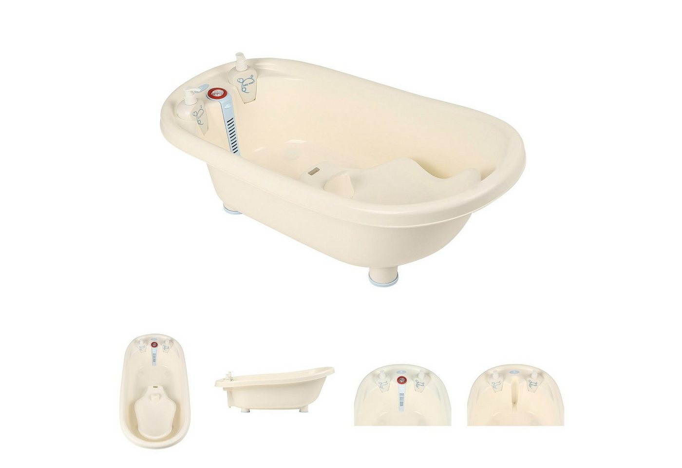 Kikkaboo Babybadewanne Baby Badewanne Dori, Wasserablauf Thermometer Sitz zwei Shampooflaschen von Kikkaboo