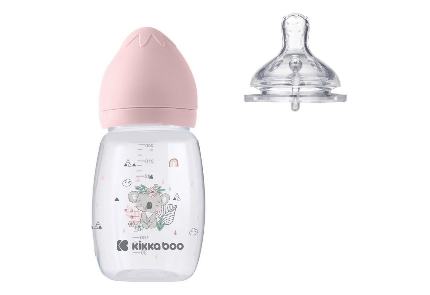 Kikkaboo Babyflasche Babyflasche Savanna 260 ml, Silikonsauger Größe M Anti-Kolik ab 3 Monaten von Kikkaboo
