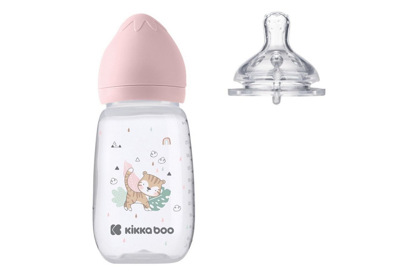 Kikkaboo Babyflasche Babyflasche Savanna 310 ml, Silikonsauger Größe L Anti-Kolik ab 6 Monaten von Kikkaboo