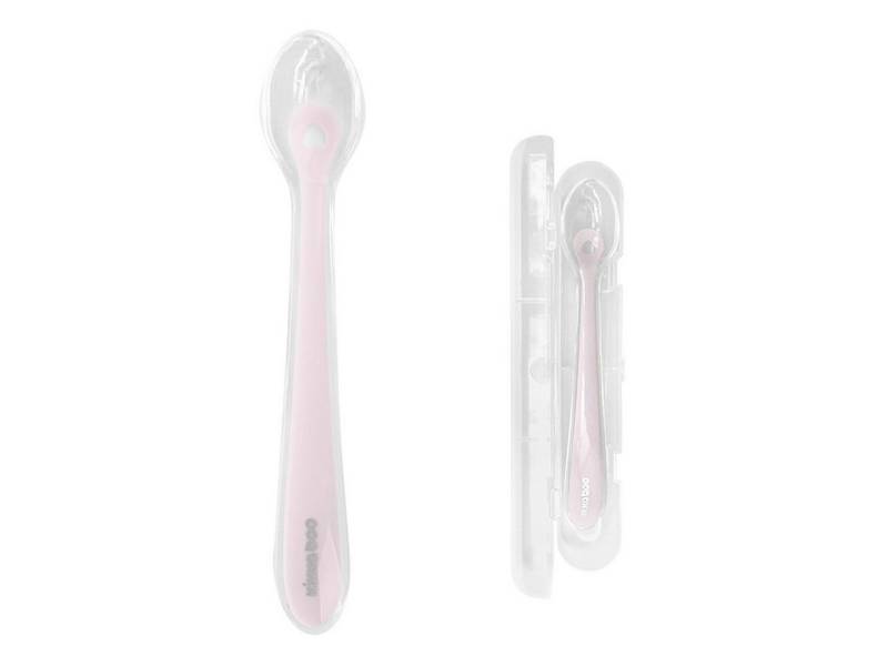 Kikkaboo Kinderlöffel Baby Silikonlöffel mit Etui, Etui Silikonspitze, langer Griff, ab 4 Monate von Kikkaboo