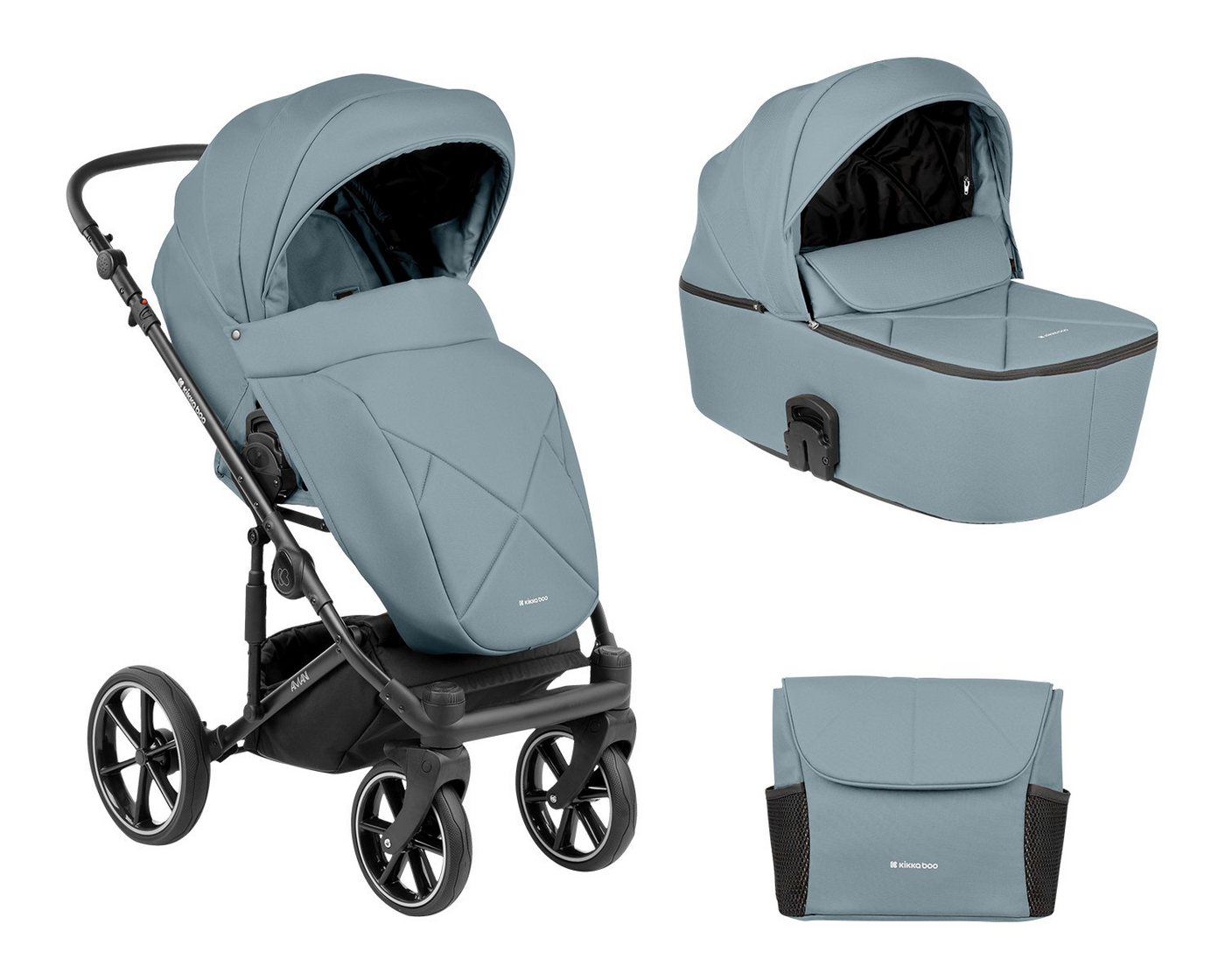 Kikkaboo Kombi-Kinderwagen Kinderwagen Amani 2 in 1, Babywanne, Sportsitz, Wickeltasche, Matratze von Kikkaboo