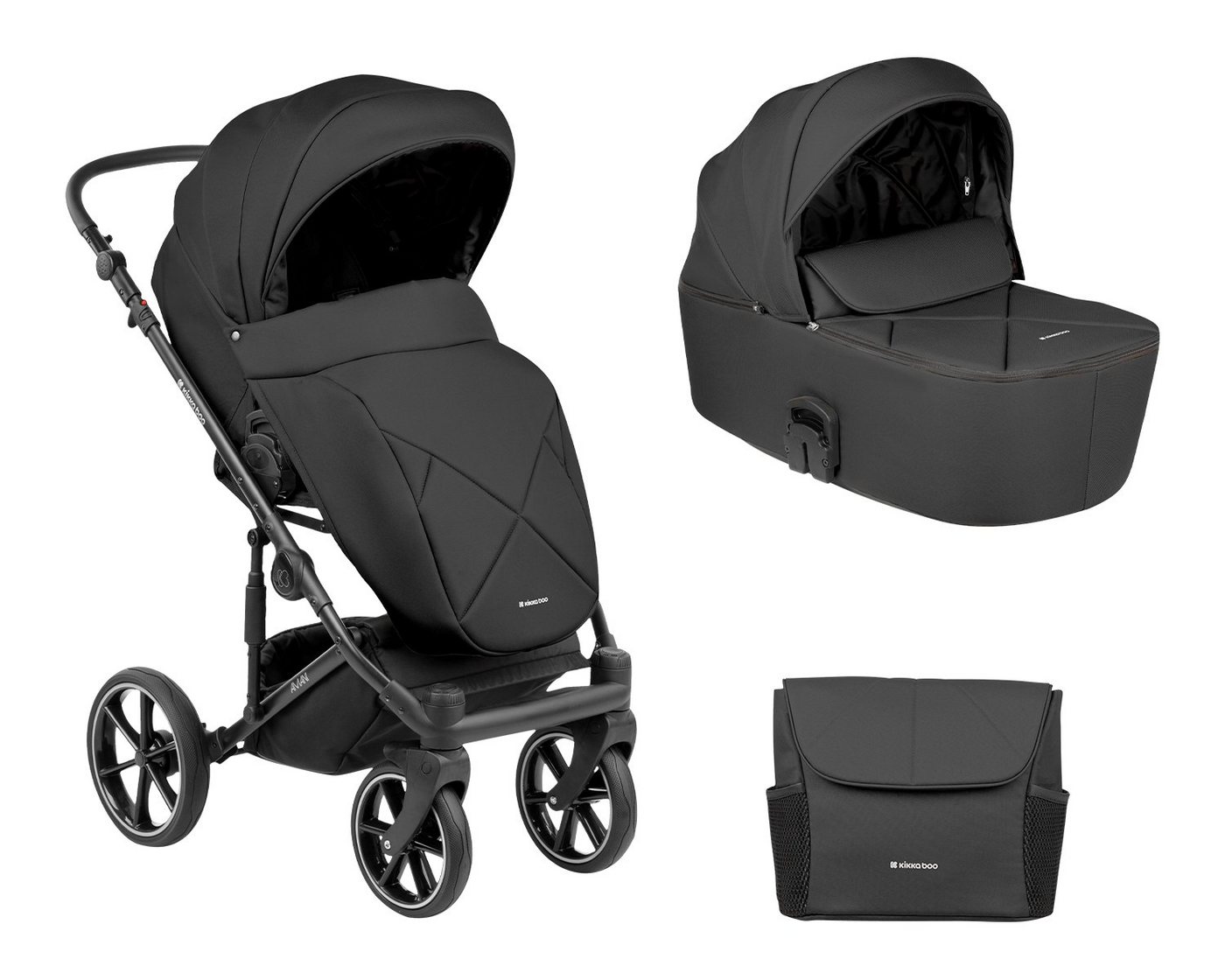 Kikkaboo Kombi-Kinderwagen Kinderwagen Amani 2 in 1, Babywanne, Sportsitz, Wickeltasche, Matratze von Kikkaboo