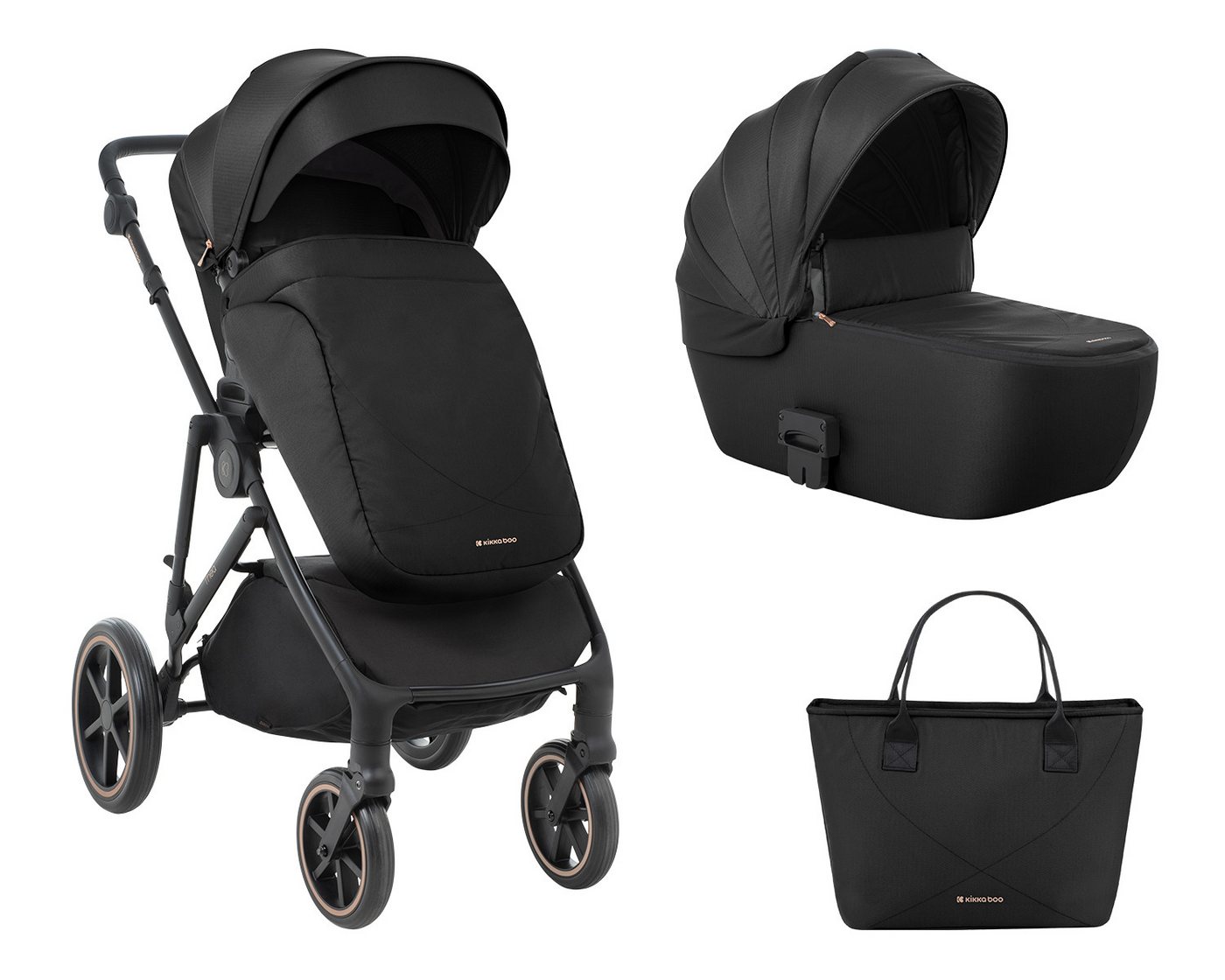 Kikkaboo Kombi-Kinderwagen Kinderwagen Thea 2 in 1, EVA Räder verstellbarer Schiebegriff Babywanne von Kikkaboo