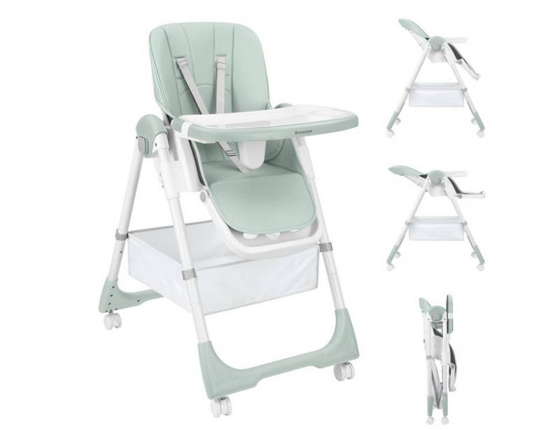 Kikkaboo Kombihochstuhl Kinderhochstuhl Spicy+ faltbar, höhenverstellbar Fußstütze Räder Korb von Kikkaboo