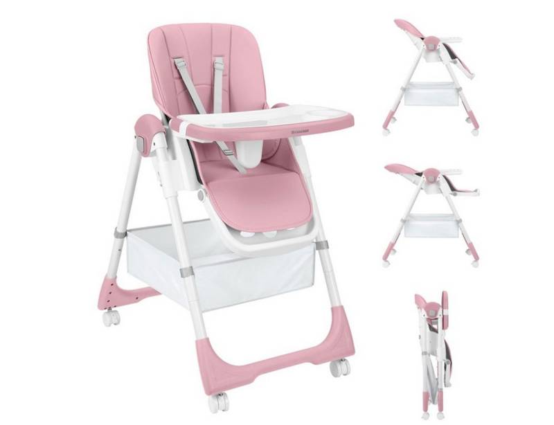Kikkaboo Kombihochstuhl Kinderhochstuhl Spicy+ faltbar, höhenverstellbar Fußstütze Räder Korb von Kikkaboo