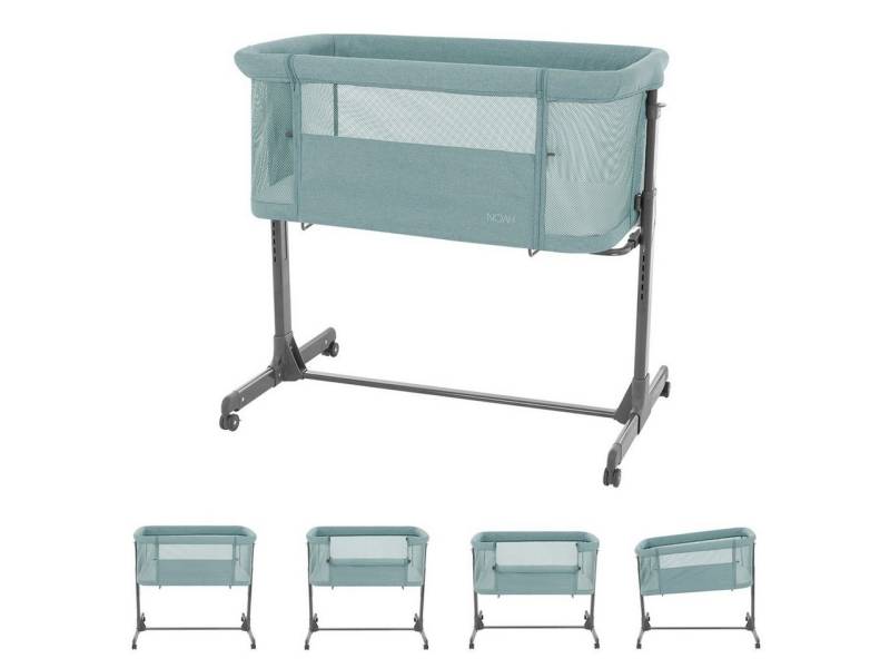 Kikkaboo Komplettbett Beistellbett Noah verstellbar, Räder Anti Reflux eine Seite zum Öffnen von Kikkaboo