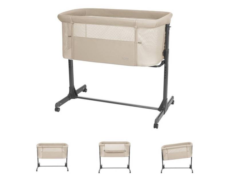 Kikkaboo Komplettbett Beistellbett Noah verstellbar, Räder Anti Reflux eine Seite zum Öffnen von Kikkaboo