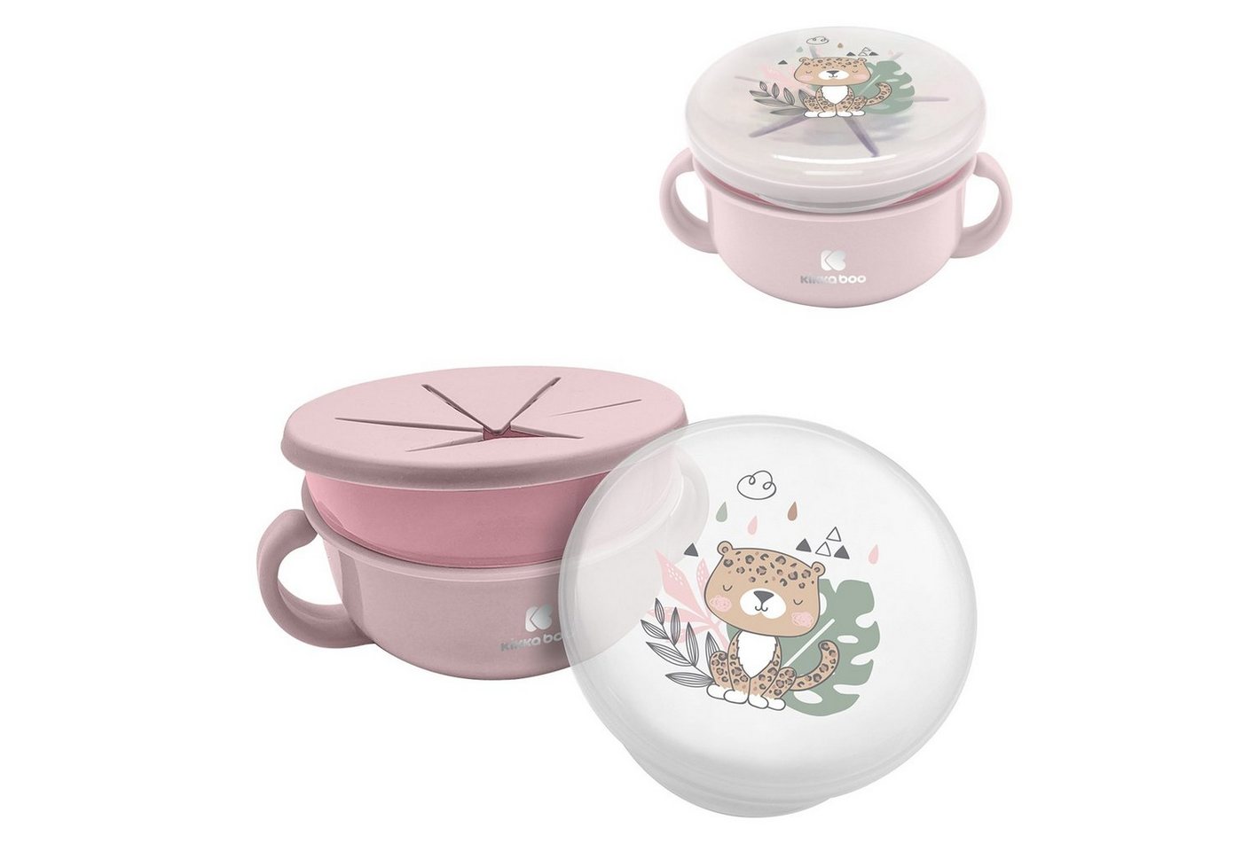 Kikkaboo Speiseteller Kinder Snackschale Savanna, (1 St), 2 in 1 Deckel Griffe Fassungsvermögen 380 ml von Kikkaboo