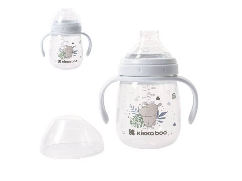 Kikkaboo Trinkflasche Baby-Trinklernbecher Savanna, 240 ml Deckel bequemer Griff ab 6 Monaten von Kikkaboo