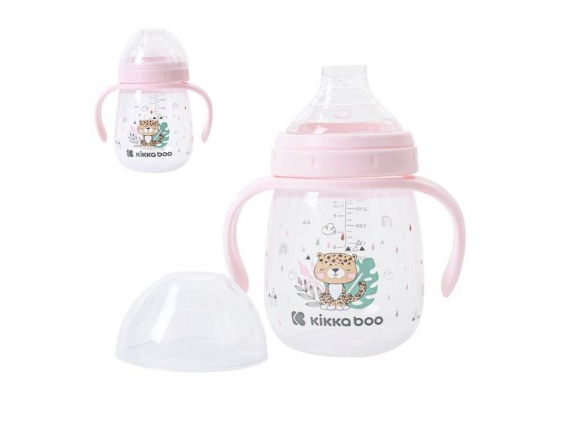 Kikkaboo Trinkflasche Baby-Trinklernbecher Savanna, 240 ml Deckel bequemer Griff ab 6 Monaten von Kikkaboo