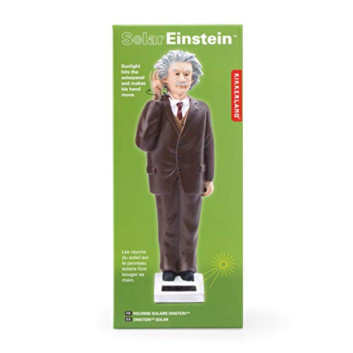 Kikkerland Solar Einstein, angetrieben von Sonnenstrahlen, perfekt für Bücherregal, Fensterbank, Werkzeugpanel, 1609, Braun, 16.5 x 3.8 x 3.8 cm von Kikkerland