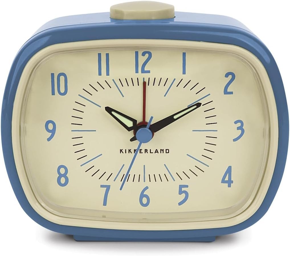 Kikkerland Quarzwecker Retro Oldscool Wecker Analog, leises Ticken, Wecker ohne Ticken, Analoger Wecker ohne Strahlung, Retro Alarm Clock in Creme Blau Kikkerland Quarzwecker Retro Oldscool Wecker Analog, leises Ticken, Wecker ohne Ticken, Analoger Wecker ohne Strahlung, Retro Alarm Clock in Creme Blau von Kikkerland