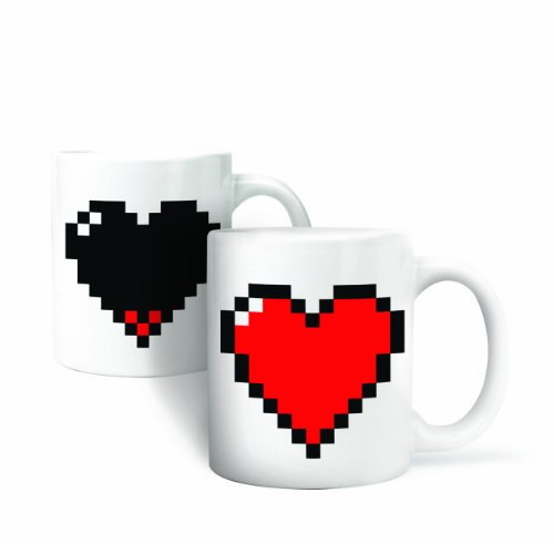 Kikkerland Tasse Herz Pixel, für warme und kalte Getränke von Kikkerland