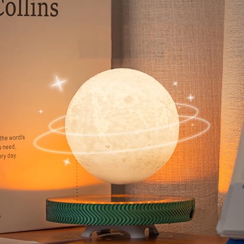 Mondlampe Schwebend Saturn Lampe mit leuchtender Basis Aufhängung 360° Rotation Saturn Licht 3 Farben Display Modus Tischlampe für Home Office von Kiko-ershaa