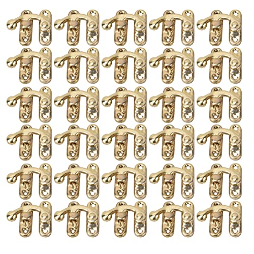 Kikumi 30 PCs HaSP Hook Retro Style Iron Latch Hook HaSP für Schmuck Geschenkboxen 3.2 X 2,8 Cm (Gelbes linker Haken) von Kikumi