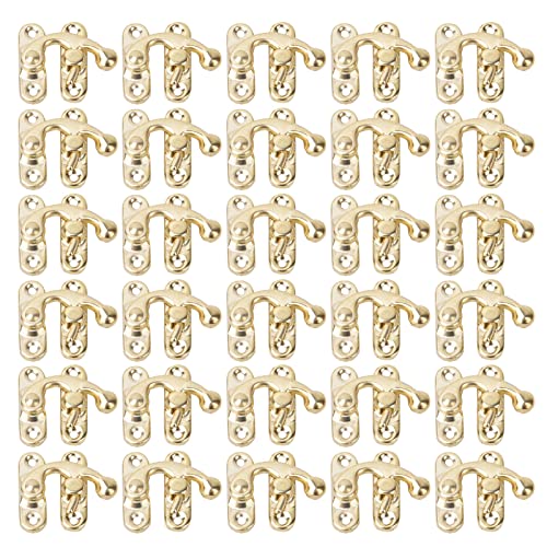 Kikumi 30 PCs HaSP Hook Retro Style Iron Latch Hook HaSP für Schmuck Geschenkboxen 3.2 X 2,8 Cm (Gelbes rechter Haken) von Kikumi