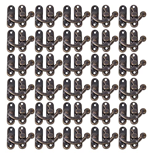Kikumi 30 PCs HaSP Hook Retro Style Iron Latch Hook HaSP für Schmuck Geschenkboxen 3.2 X 2,8 Cm (Grüne Bronze linker Haken) von Kikumi