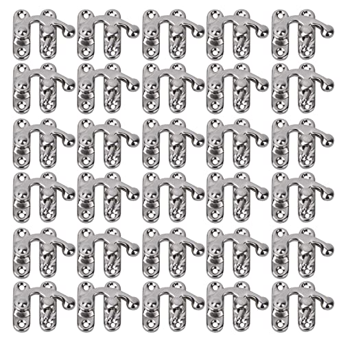 Kikumi 30 PCs HaSP Hook Retro Style Iron Latch Hook HaSP für Schmuck Geschenkboxen 3.2 X 2,8 Cm (Silberer rechts Haken) von Kikumi
