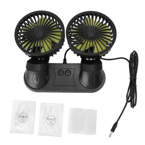 Kikumi Autolüfter Tragbares Dual -Head -Elektrofahrzeug Montiert USB -360 -Grad -Rotation Autokühlventilator für das Armaturenbrett SUV RV Truck Limousine Home Office von Kikumi
