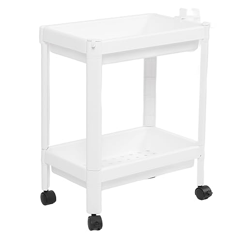 Kikumi Badezimmerturmregal, Großer Speicherplatz Badezimmer Regal Rack Plastik Starkes Traging für Schlafzimmer (2 Schichten (mit Rädern)) von Kikumi