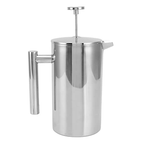 Kikumi Französische Presse Kaffeemaschine 304 Edelstahl Doppelwand Teekannenhandkaffee mit Filterschirm (800 ml) von Kikumi